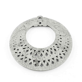 Maxi Dije Redondo Estilo Tibetano Tono Plata Envejecida 50x48x2mm | 1 ud