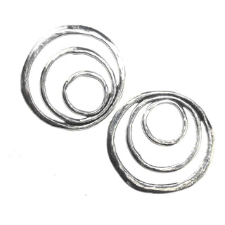 Maxi Dije Anillos Dobles Efecto Martillado Estilo Tibetano Tono Plata Envejecida 49x50x2mm | 1 ud