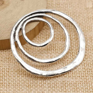 Maxi Dije Anillos Dobles Efecto Martillado Estilo Tibetano Tono Plata Envejecida 49x50x2mm | 1 ud