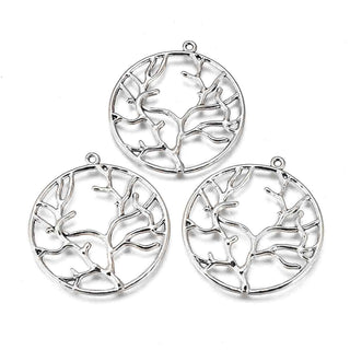 Maxi Dije Árbol de la Vida Tono Plata Envejecida 44x40x2mm | 3 uds