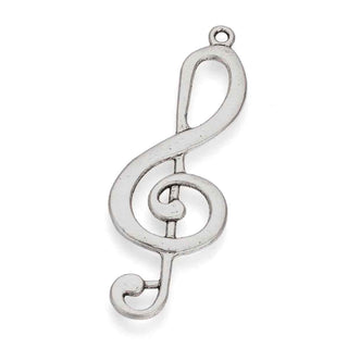 Maxi Dije Llave de Sol Estilo Tibetano Tono Plata Envejecida 60x21x2mm | 3 uds
