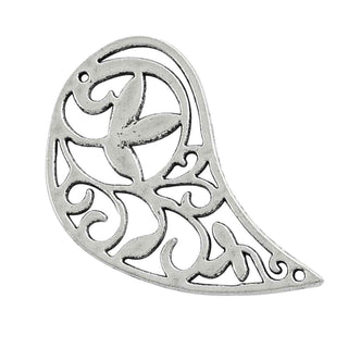 Maxi Dije Volutas Florales Estilo Tibetano Tono Plata Envejecida 56x33x2mm | 1 ud