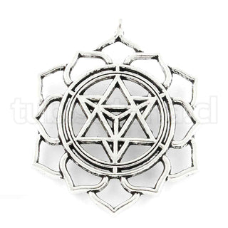 Merkaba Meditación, Mantra rodeada de flor de loto, 38.5x31x3mm.