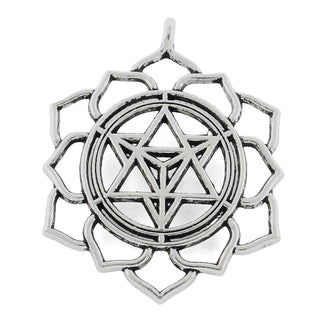 Maxi Dije Merkaba con Flor de Loto Tono Plata Envejecida 38.5x31x3mm | 1 ud