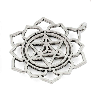 Maxi Dije Merkaba con Flor de Loto Tono Plata Envejecida 38.5x31x3mm | 1 ud