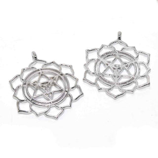 Maxi Dije Merkaba con Flor de Loto Tono Plata Envejecida 38.5x31x3mm | 1 ud