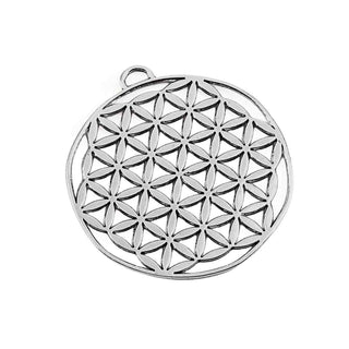 Maxi Dije Flor de la Vida Tono Plata Envejecida 48.5x44x2mm | 1 ud