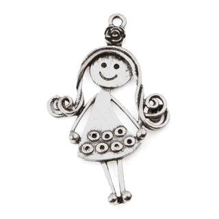 Maxi Dije Niña Tono Plata Envejecida 46x28mm | 1 ud