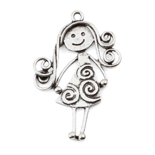 Maxi Dije Niña Tono Plata Envejecida 44x28mm | 1 ud