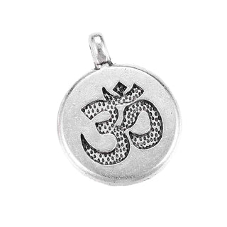 Dije Ohm Redondo Estilo Tibetano Tono Plata Envejecida 19x15x4.5mm | 6 uds