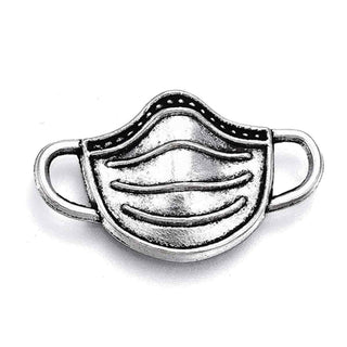 Dije Conector Mascarilla Tono Plata Envejecida 13.5x22.5x3mm | 10 uds