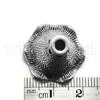 Tapa o cono de abalorio, 6-petalos, de aleación estilo tibetano, 18x21mm