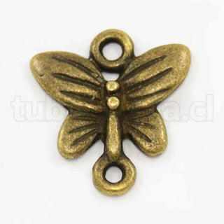 Enlace estilo tibetano, en forma de mariposa, 13x14x2mm.