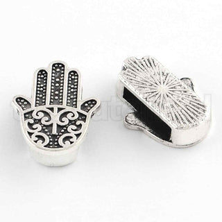 Abalorio decorativo deslizante de aleación estilo tibetano, mano Hamsa, 18x14x5 mm.