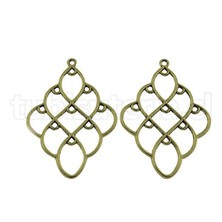Enlaces, rombo grande, color bronce envejecido, tamaño 51x36x2mm.
