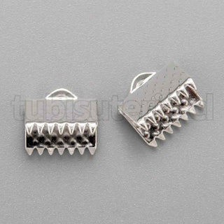 Tapa cinta, extremo de cordón, hierro, color plata, 8x6x5 mm.