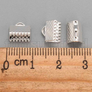 Tapa cinta, extremo de cordón, hierro, color plata, 8x6x5 mm.