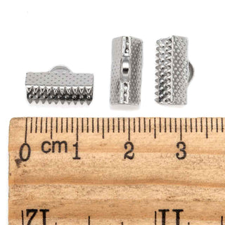 Tapacinta Tipo Carterita de Hierro Tono Platino Libre de Níquel 13×7×5 mm | 12 pares