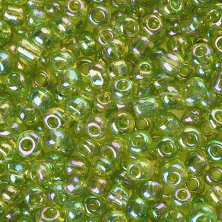 Mostacillón 6/0, abalorio semi transparentes varios tonos para seleccionar, color AB, tornasol,  tamaño 4 mm. 20 gramos.