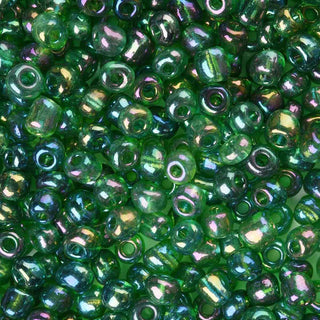 Mostacillón 6/0, abalorio semi transparentes varios tonos para seleccionar, color AB, tornasol,  tamaño 4 mm. 20 gramos.