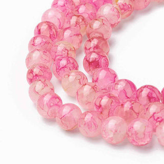 Abalorio de Vidrio Redondo Efecto Marmoleado Rosa Coral 8 mm | 1 tira