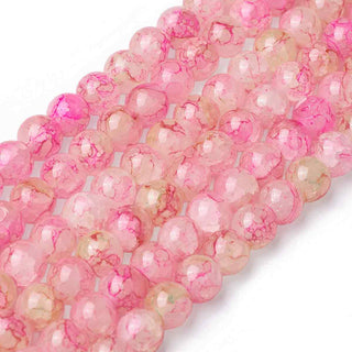 Abalorio de Vidrio Redondo Efecto Marmoleado Rosa Coral 8 mm | 1 tira
