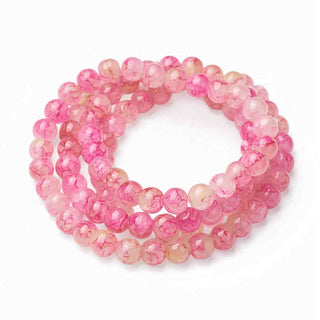 Abalorio de Vidrio Redondo Efecto Marmoleado Rosa Coral 8 mm | 1 tira