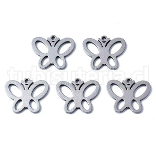 Colgantes de acero inoxidable 304, mariposa en 2 tonos para seleccionar, por corte láser, 12x15x1mm.