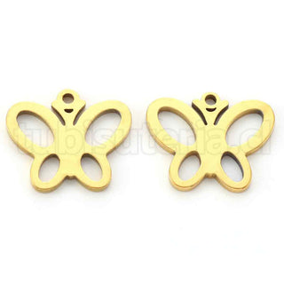 Colgantes de acero inoxidable 304, mariposa en 2 tonos para seleccionar, por corte láser, 12x15x1mm.