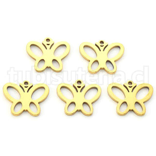 Colgantes de acero inoxidable 304, mariposa en 2 tonos para seleccionar, por corte láser, 12x15x1mm.