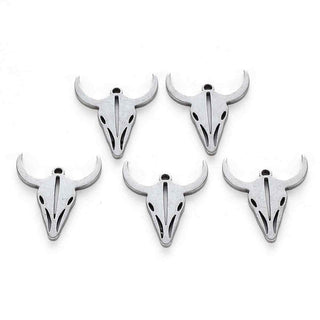 Dije Cabeza de Buey de Acero Inoxidable 304, 2 Tonos, 15×13×1 mm | 1 ud