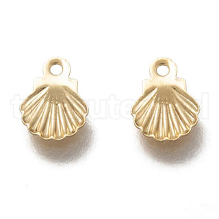 Dijes de acero inoxidable 304, pequeñas conchitas de almeja en dos tonos para seleccionar, 7.5x6x0.5mm.