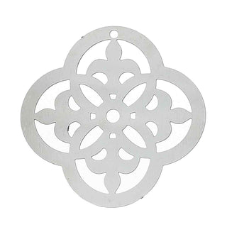 Dije Medallón Mandala Floral de Acero Inoxidable 304 Tono Platino 29×29 mm | 2 uds