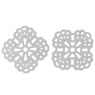 Dije Medallón Filigrana de Acero Inoxidable 304 Tono Platino 31×31×0.3 mm | 2 uds