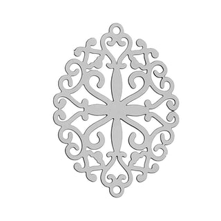 Dije Medallón Filigrana Ovalado de Acero Inoxidable 304 Tono Platino 30×23×0.3 mm | 2 uds