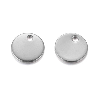 Dije Etiqueta Redonda Lisa para Estampar de Acero Inoxidable 304 Tono Acero 8×0.8 mm | 8 uds