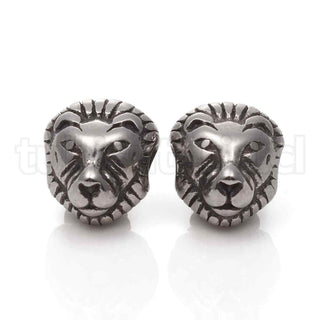 Abalorios de acero inoxidable 316, león, color acero, 12x10.5x8 mm, agujero: 3 mm.