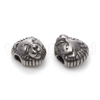 Abalorios de acero inoxidable 316, león, color acero, 12x10.5x8 mm, agujero: 3 mm.