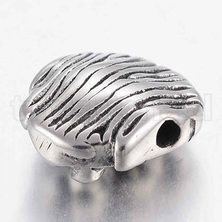 Abalorios de acero inoxidable 304, león, color acero, 12x11x6mm, agujero: 2 mm.