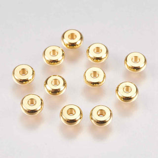 Abalorio Rondelle de Acero Inoxidable 304 Bañado Oro 18K Tono Dorado 5×2 mm | 100 uds