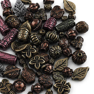 Abalorio Acrílico Vintage Formas Mixtas Metalizado Mate Verde Magenta | 25, 100 o 200 gr