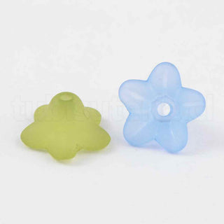 Abalorios de acrílico transparentes, pequeña flor esmerilada, color mezclado, 10x5mm.