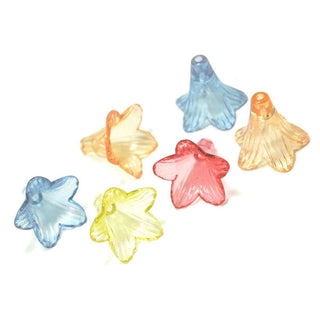 Flores acrílicas transparentes de tamaño mediano, color teñido mezclado al azar.