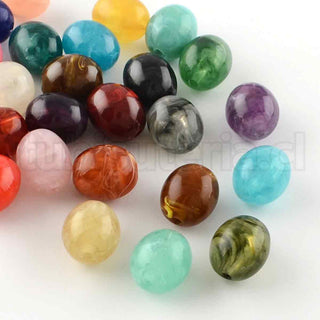 Abalorio acrílico, ovalado, imitación piedras naturales, color mezclado.