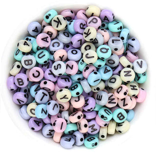 Abalorio Acrílico Letra Alfabeto Pastel Mezclado | 20 gr