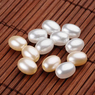 Abalorio Acrílico Oval Imitación Perla Blanco y Marfil Mezclado | 25 gr