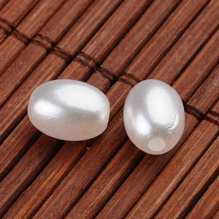 Abalorio Acrílico Oval Imitación Perla Blanco y Marfil Mezclado | 25 gr