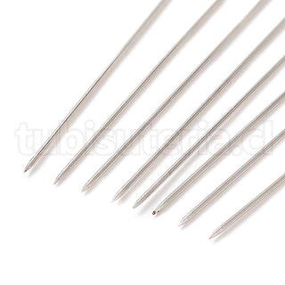 Agujas de acero inoxidable para bisutería y abalorios, varias medidas para seleccionar.