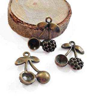 Dije de Cereza de Aleación de Zinc Tono Bronce Envejecido 16×22×4 mm | 5 uds