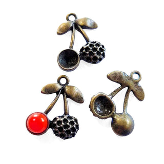 Dije de Cereza de Aleación de Zinc Tono Bronce Envejecido 16×22×4 mm | 5 uds